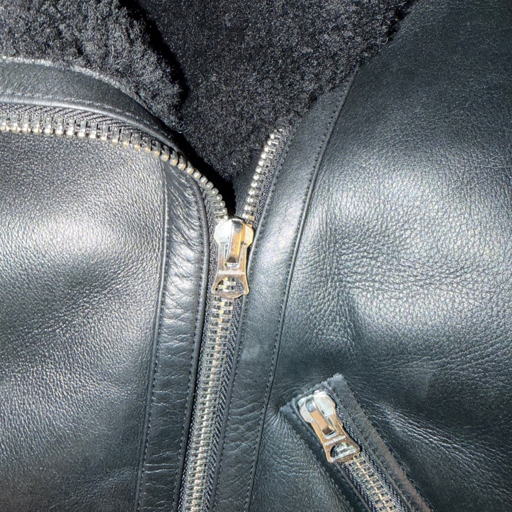 Acne Velocite Black Shearling Jacket Size 34. - Picture 3 of 15